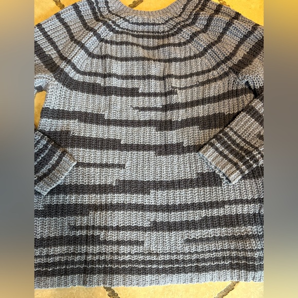 NWOT J. Jill Blue Stripe V Neck Waffle Knit Chunky Cotton Sweater Womens Size L - Picture 7 of 8